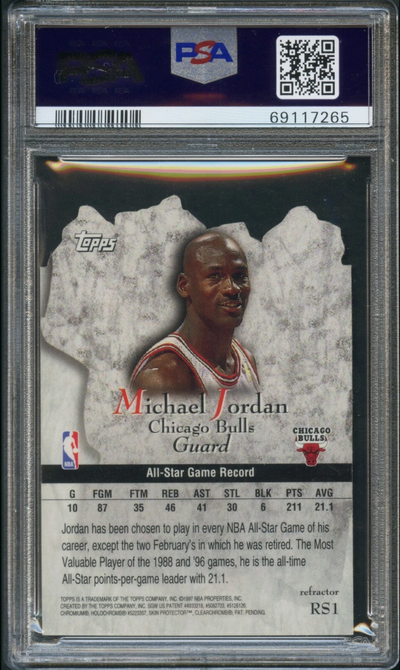 MICHAEL JORDAN 1997-98 Topps Rock Stars Refractor #RS1 PSA 10 GEM MINT