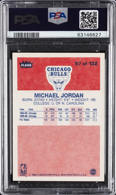 1986 FLEER BASKETBALL MICHAEL JORDAN ROOKIE RC #57 PSA 9 MINT