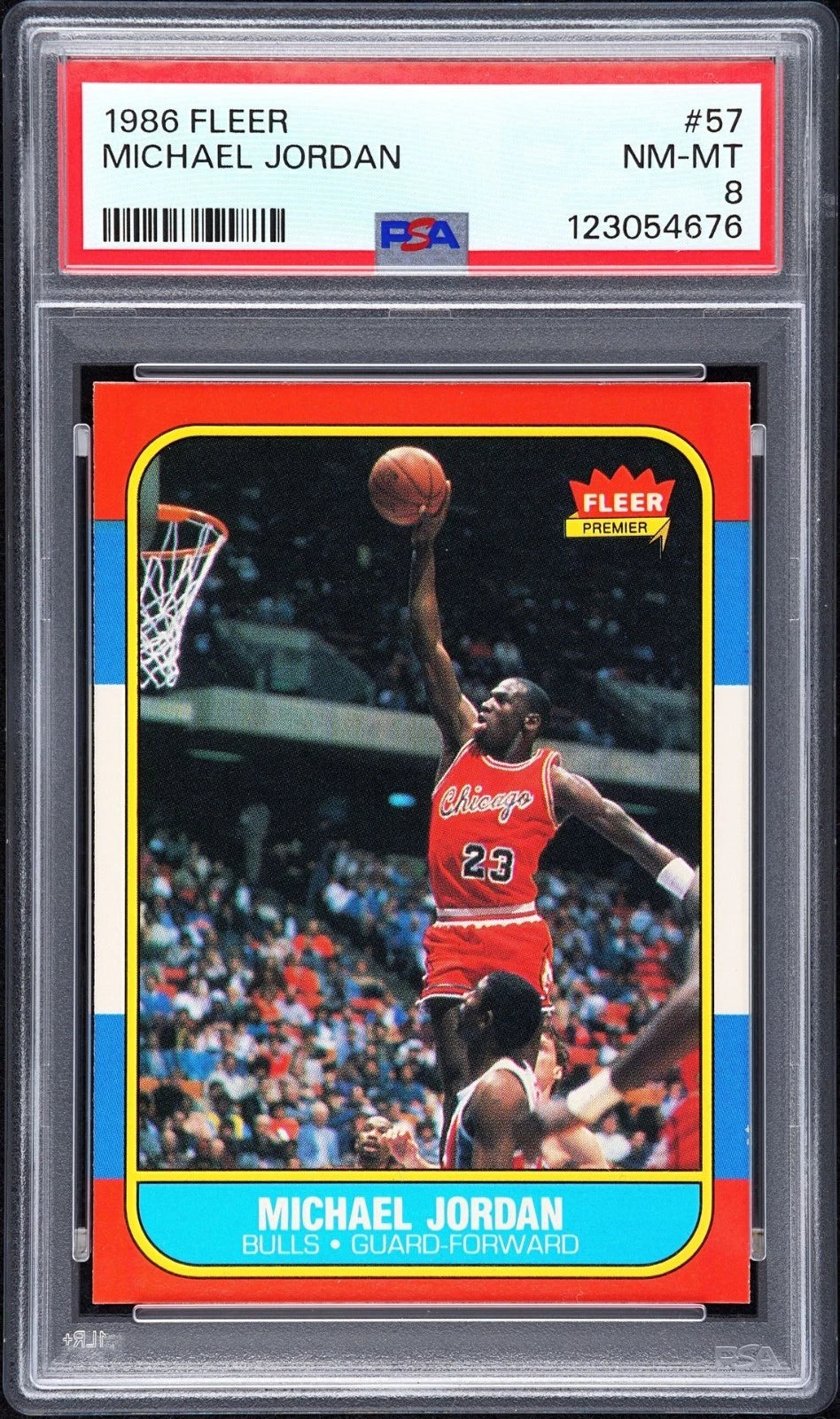 1986 FLEER #57 MICHAEL JORDAN ROOKIE RC PSA 8