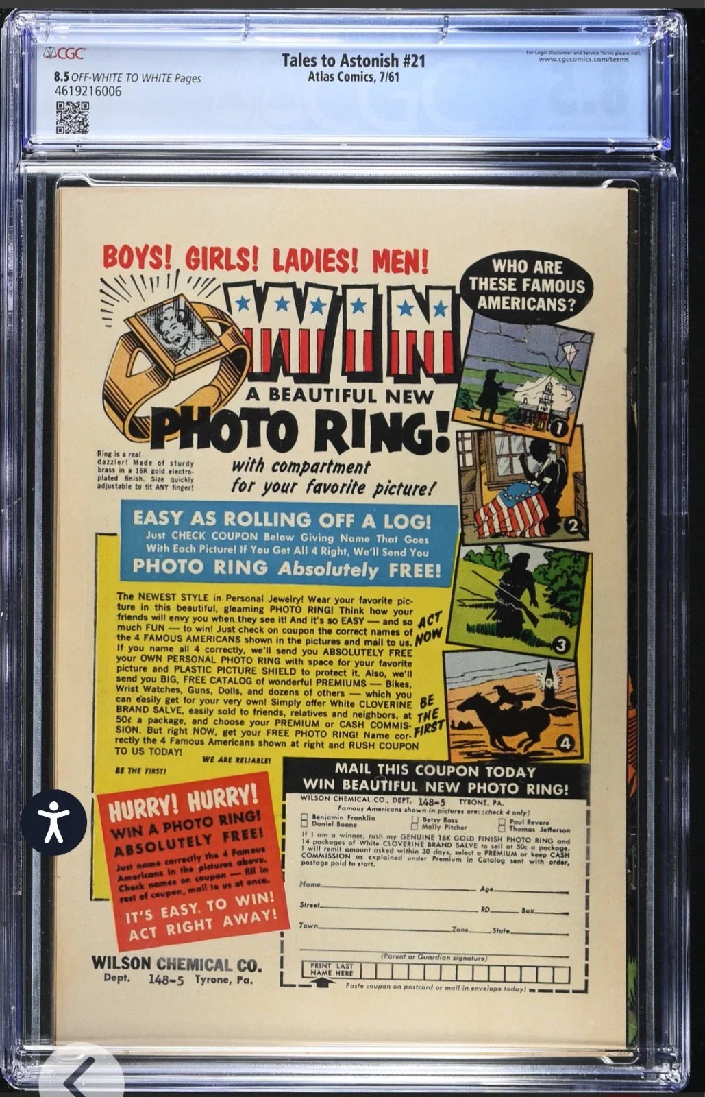 TALES TO ASTONISH 21 CGC 8.5 OW/W PAGES HIGHEST GRADED PRE-HERO MARVEL KIRBY