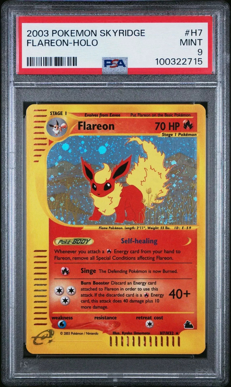 FLAREON H7/H32 PSA 9 2003 SKYRIDGE E-READER HOLO POKEMON CARD ENGLISH SWIRL