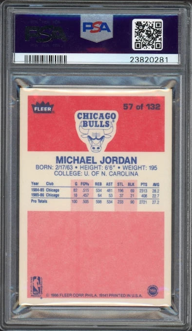 1986 Fleer #57 Michael Jordan ROOKIE PSA 9