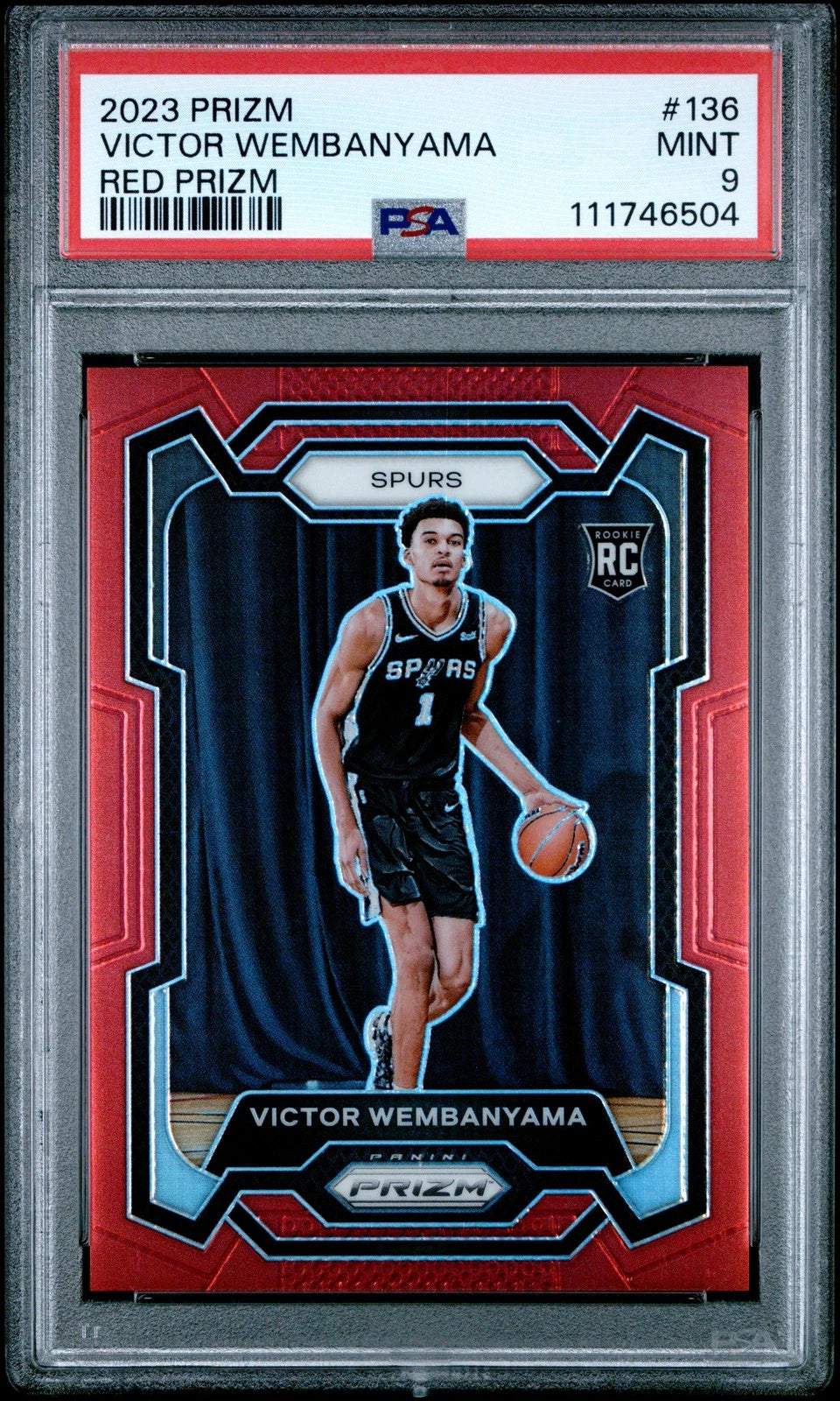 PSA 9 2023 Panini Prizm Victor Wembanyama Red Prizm Rookie RC /299 #136
